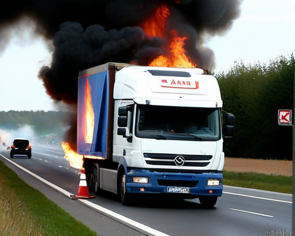 Un camion en feu après une collision entre poids-lourds sur l'autoroute A28 dans la Somme - francebleu.fr